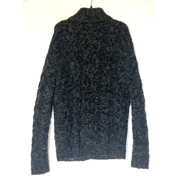 Diesel Tricot Co Green Black Wool Acrylic Leather Button Cardigan Sweater Sz XXL - Picture 2 of 10